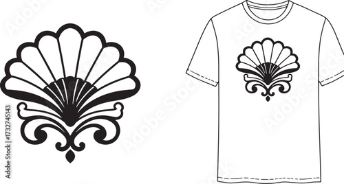 Elegant black and white T-shirt design template for DIY apparel projects and custom fashion creations