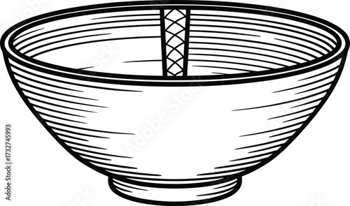 Illustration of a ceramic bowl for food preparation and serving purposes