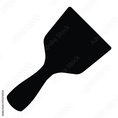 Silhouette of a Spatula Kitchen Tool Icon- Black silhouette icon of a kitchen spatula with handle, representing cooking utensil, kitchenware, food preparation, or culinary tools