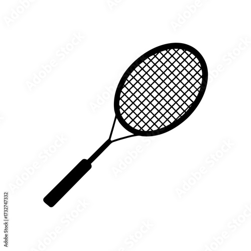 badminton racket icon black silhouette vector illustration on transparent background