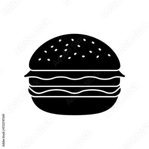 burger icon black silhouette vector illustration on transparent background