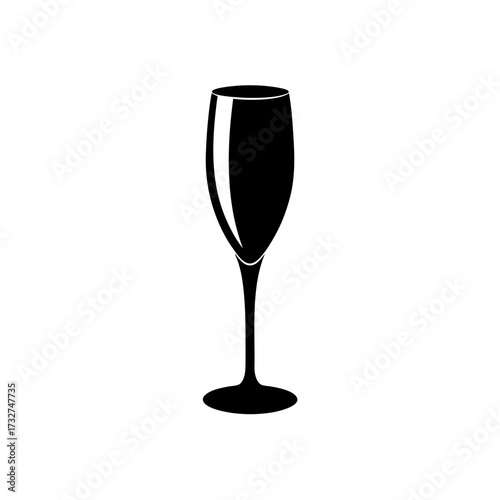 champagne glass icon black silhouette vector illustration on transparent background