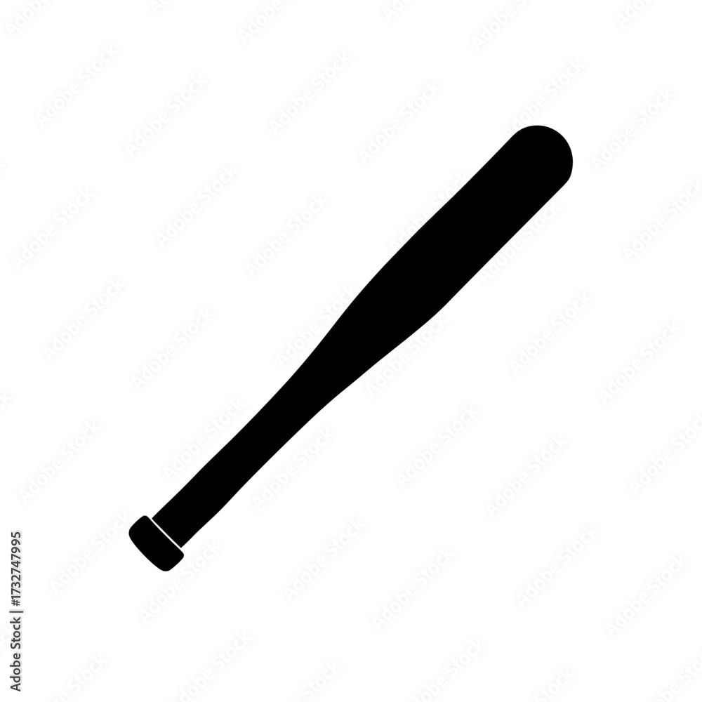 cricket bat icon black silhouette vector illustration on transparent background