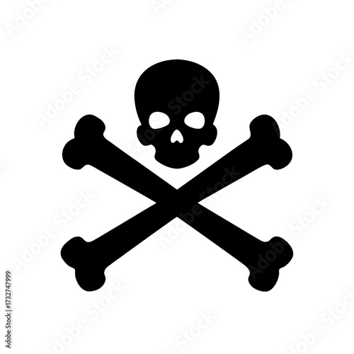crossbones icon black silhouette vector illustration on transparent background