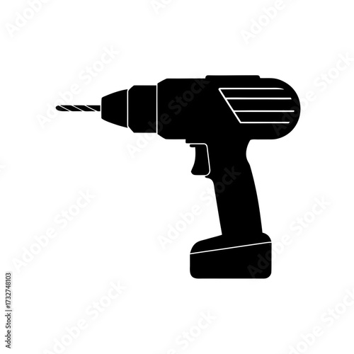 drill icon black silhouette vector illustration on transparent background