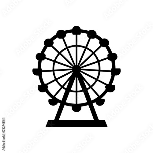 ferris wheel icon black silhouette vector illustration on transparent background