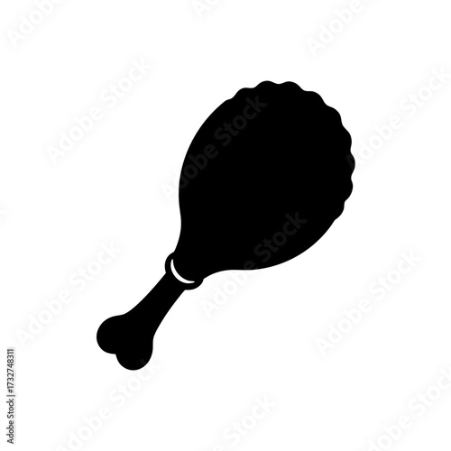 fried chicken drumstick icon black silhouette vector illustration on transparent background