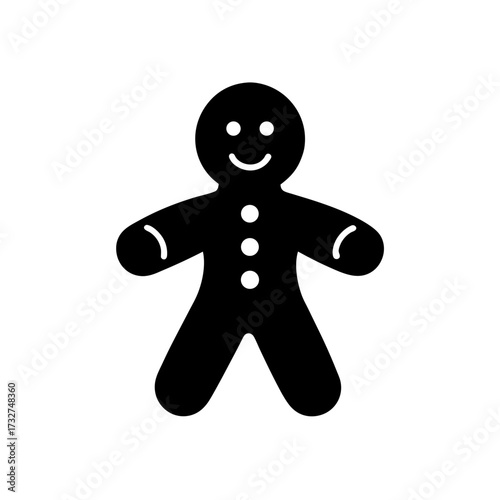 gingerbread man icon black silhouette vector illustration on transparent background