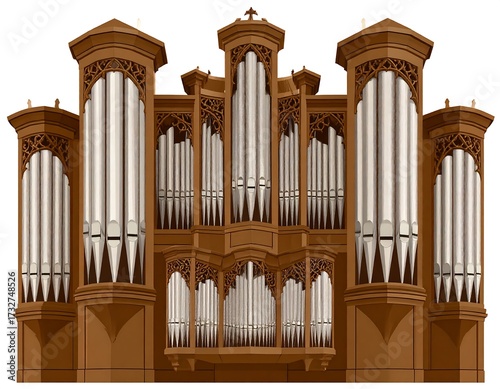 Ornate pipe organ illustration