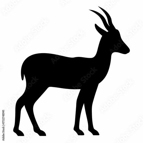 Silhouette of a beautiful gazelle standing gracefully on a white background