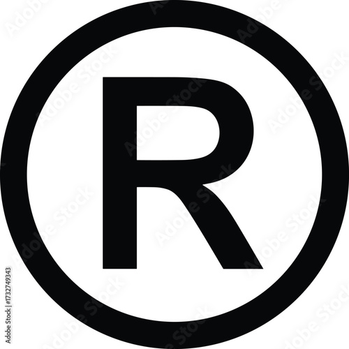 Registered trademark, symbol, R in circle, legal, copyright, branding, protection, intellectual property, icon, logo, identity, mark, official, secure, business, rights, design, graphic, minimal, bold