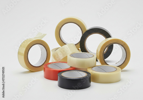 Essential variety of adhesive tape rolls including clear, black, and red, perfect for packaging, crafting, and industrial applications.