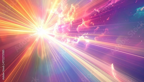 Vibrant journey through a colorful cosmic light tunnel.