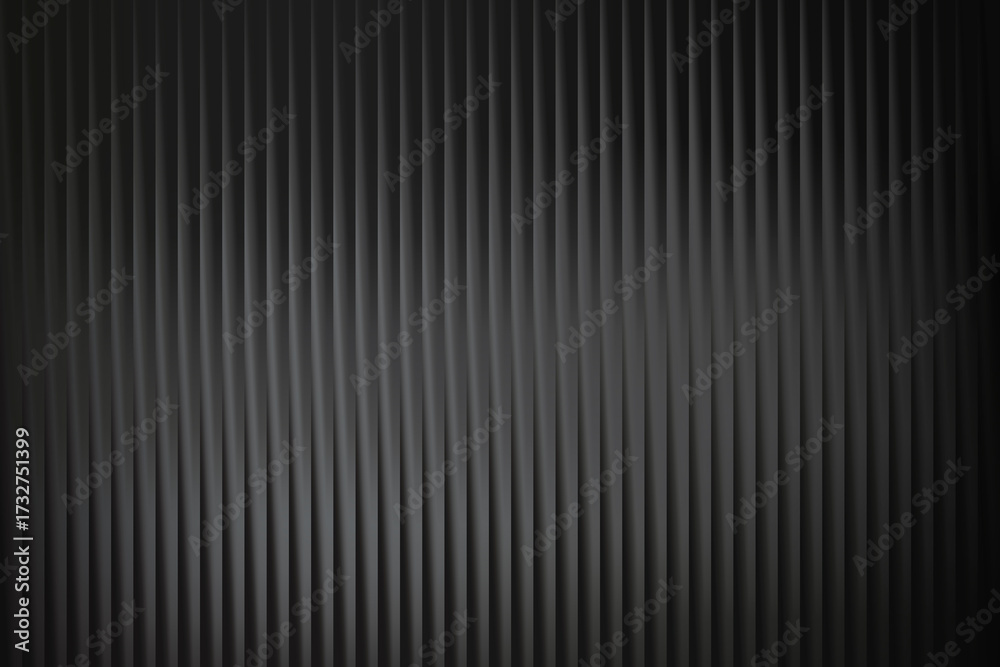 Fototapeta premium Dark ribbed metallic background with vertical lines and subtle texture, abstract industrial pattern