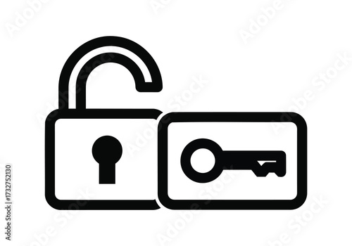 Vector art of unlock with key