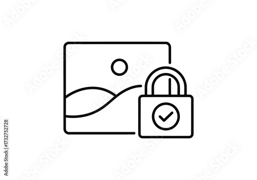 Vector art of landscape image with padlock