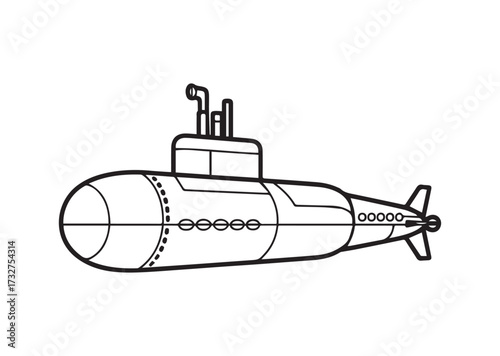 Submarine line art vector