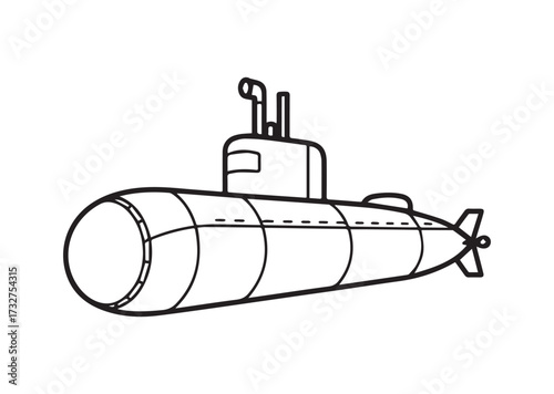 Submarine line art vector