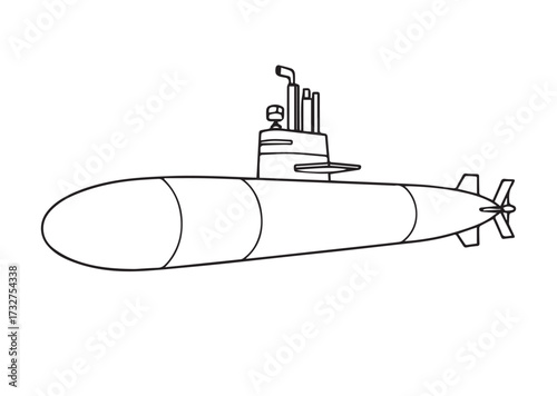 Submarine line art vector
