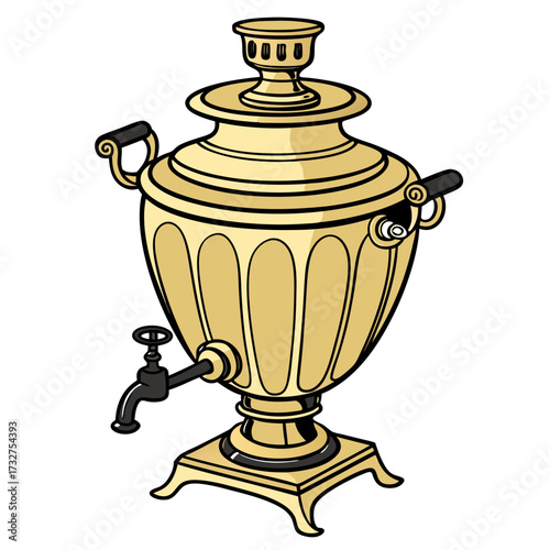 Explore the elegance of a traditional russian samovar for tea brewing and cultural heritage design element