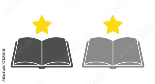 Open book with star icon flat vector illustration for education and learning concepts isolated on white background