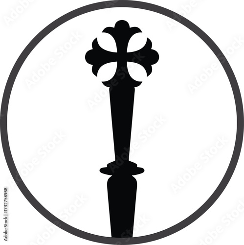 Symbolic mace emblem design for heraldry and medieval themed illustrations