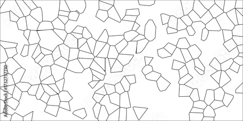 Abstract Voronoi Pattern Background with Black Outlines and Soft Shadows on White texture geometric
