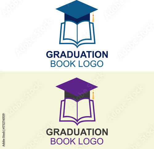 Graduation cap with book logo with education logo