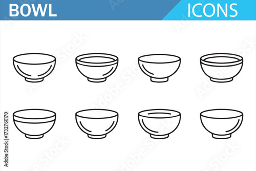 Food bowl symbols – tidy vector dishes for menus, apps, and branding