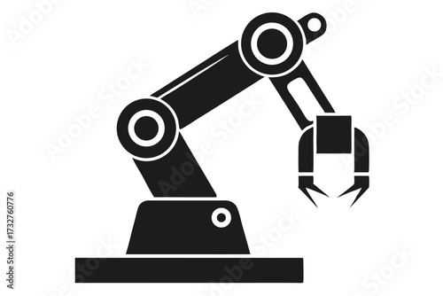 Robotic arm with claw design showcases industrial technology and automation progress in manufacturing
