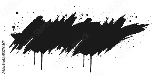 Black ink splat background, a grunge splatter texture illustration of black paint and drops