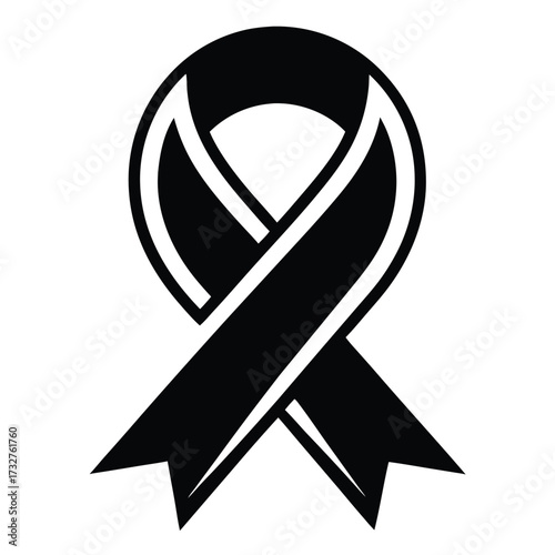 Monochrome mourning ribbon symbolizes solidarity and loss, demonstrating support with its stark, poignant presence