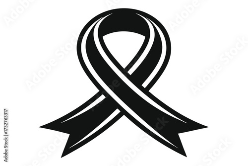 Elegant awareness ribbon gracefully symbolizes solidarity and support in a simple, monochrome design