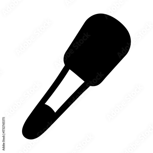A single solid black makeup brush with a white outline design
