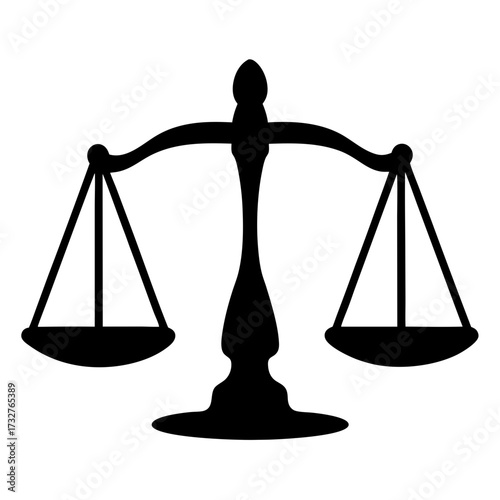 Silhouette of the scales of justice symbolizes fairness and unbiased decisions