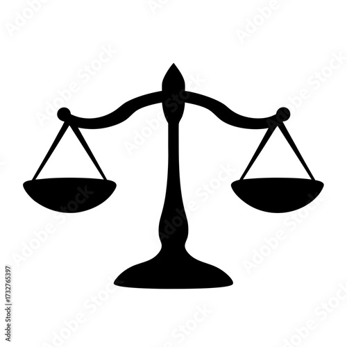 A monochrome depiction of the Scales of Justice representing legal equity