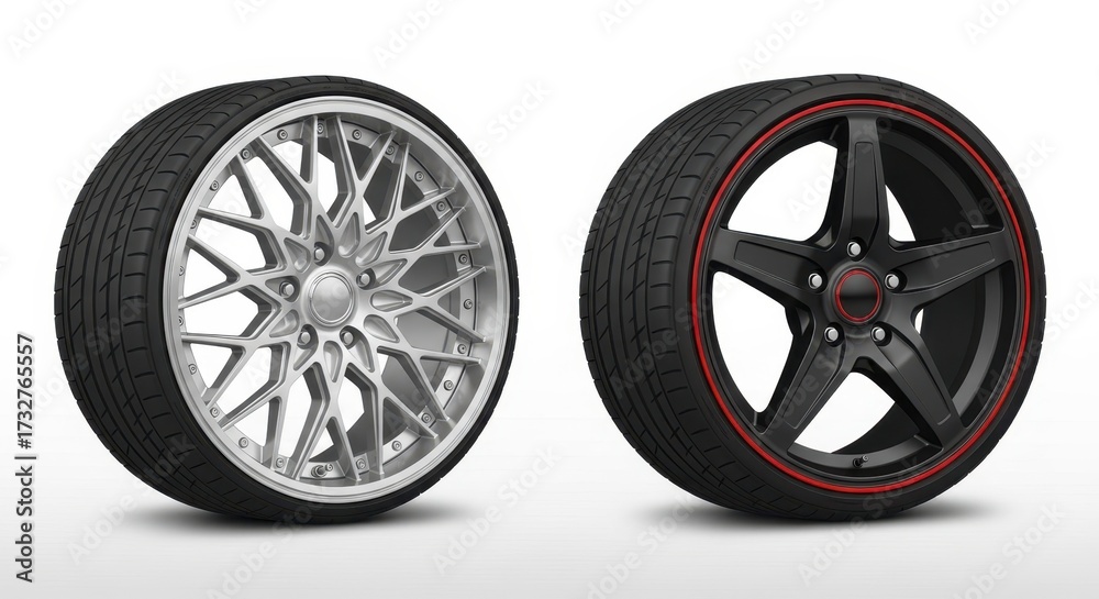 Obraz premium Stylish Alloy Wheels and Performance Tires for Your Vehicle