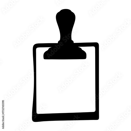 Black silhouette illustration of a clipboard on a white isolated background