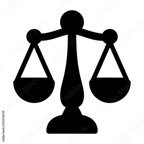 Symbolic Balance Scale Depicting Justice, Equilibrium, and Legal Concepts in Black