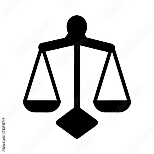 Stylized Balance Scale Icon Symbolizing Justice and Fairness in Black and White