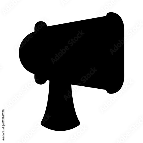 Black silhouette of a megaphone, an icon for loud announcements and communication