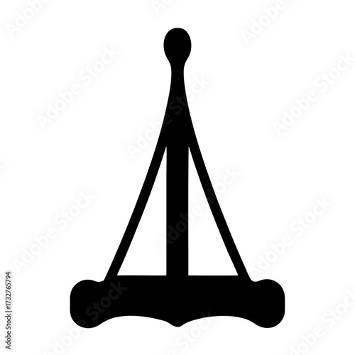 Abstract Black Silhouette of a Catapult on a White Background Image