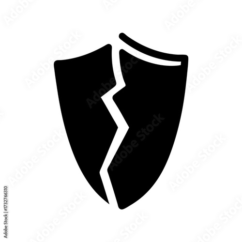 A shattered shield representing vulnerability, weakness and a feeling of helplessness