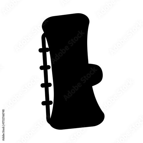 Stylized Black and White Silhouette of a Boot with Detailed Seams