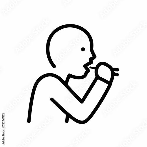 Simple line art illustration of a person eating with chopsticks