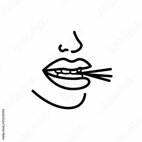 Abstract line art illustration of a mouth exhaling lines or breath