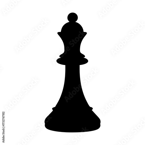 Silhouette of a black Queen chess piece standing tall and confident