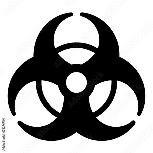 The universally recognized Biohazard symbol in black and white isolated