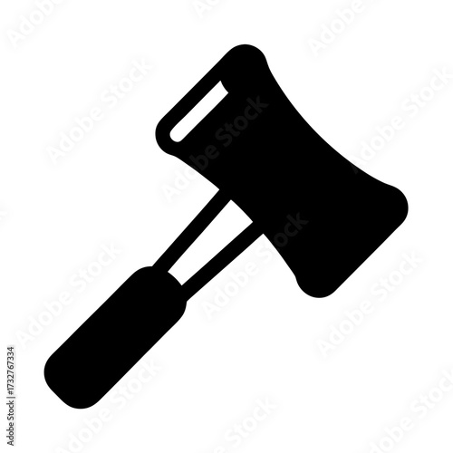 Black silhouette of a gavel against a white background, digital art