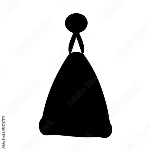 Silhouette of a knitted winter hat with a pom pom on top